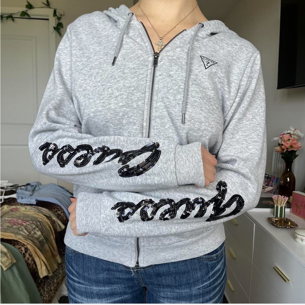 Guess Gray Graphic Oversized Hoodie